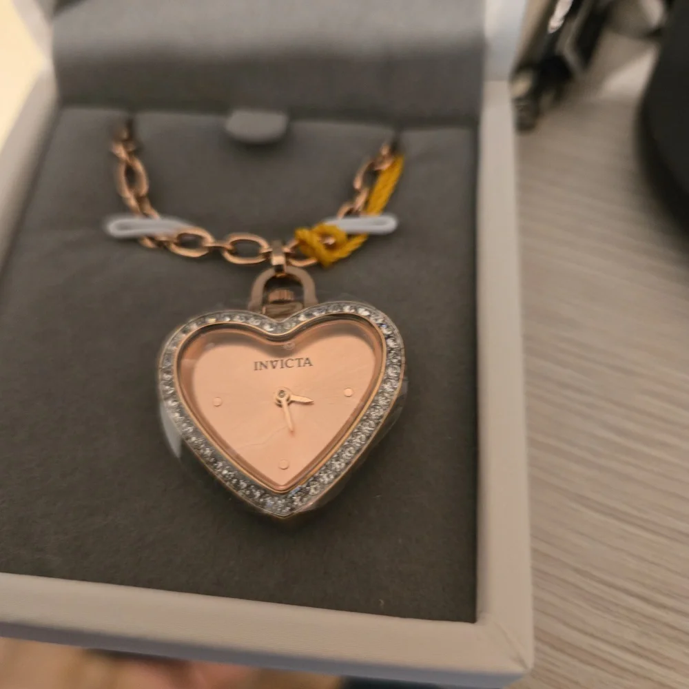 Invicta Silver Heart Necklace with Crystal‎ Accents